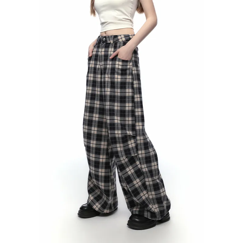 KODAKBLACK/KBLC Casual Pants Unisex Navy Blue Plaid-3