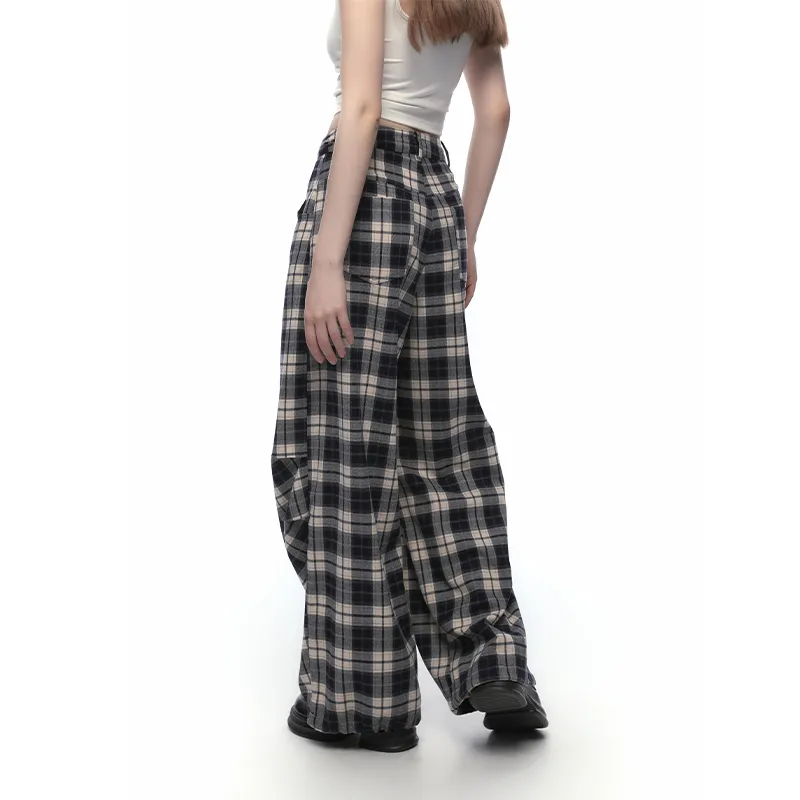 KODAKBLACK/KBLC Casual Pants Unisex Navy Blue Plaid-2