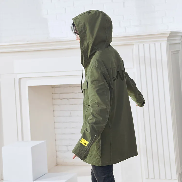 STAYREAL Autobiography Hooded Casual Trench Coat Unisex-2