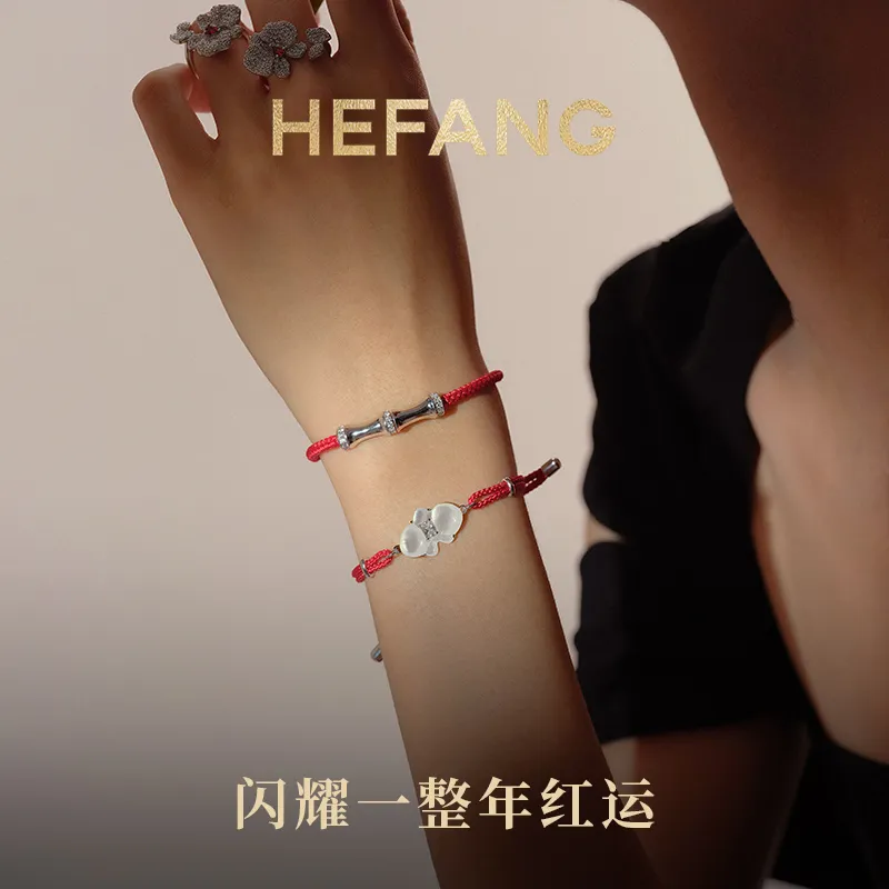 HEFANG All Things Spiritual Collection 925 Sterling Silver Moth Orchid Red Cord Bracelet Women's-1