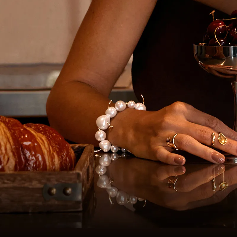 HEFANG S925 Silver Cream Cherry Bracelet Women's-3