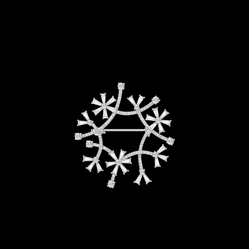 HEFANG Snowflake 925 Sterling Silver Brooches Unisex-2