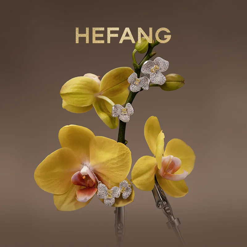 HEFANG All Things Spiritual Collection 925 Sterling Silver Square Sugar Orchid Hoop Earrings Women's Silver-1