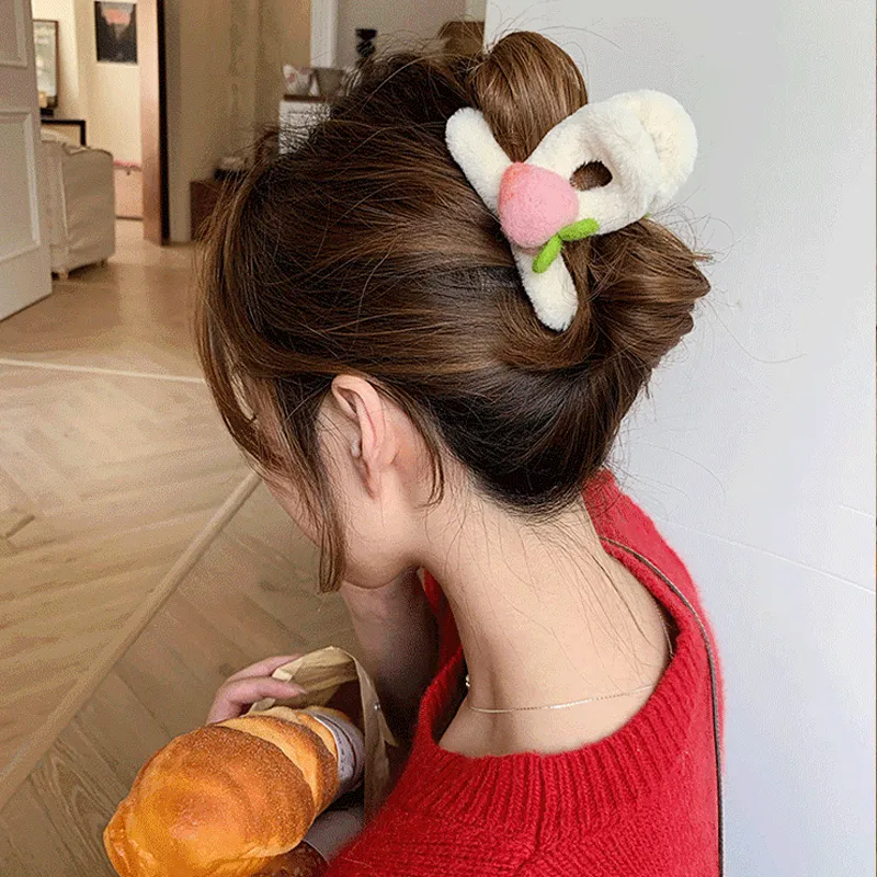 SENDME Plush Hair Clips Women's-6