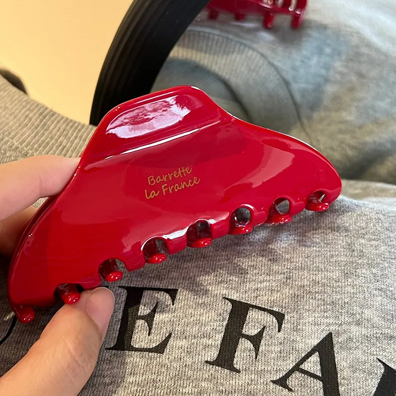 SENDME Acetate Hair Clips Women's Red-1