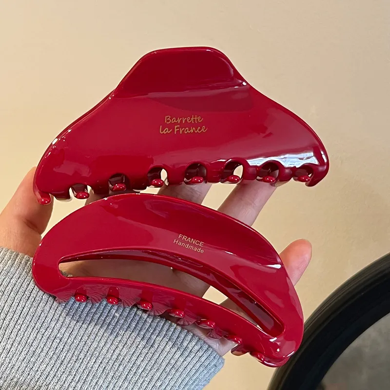 SENDME Acetate Hair Clips Women's Red-5