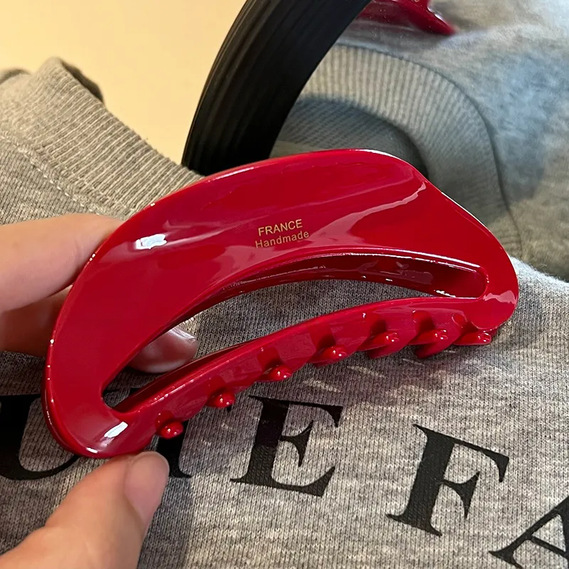 SENDME Acetate Hair Clips Women's Red-8