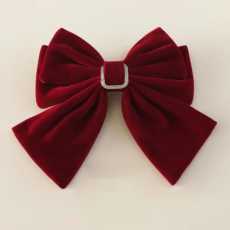 SENDME Velour Hair Clips Women's Red-5