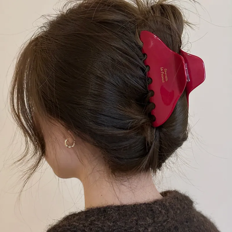 SENDME Acetate Hair Clips Women's Red-2