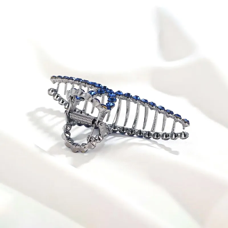 SENDME Hair Clips Women's Elegant Blue Diamond Hair Clip-3