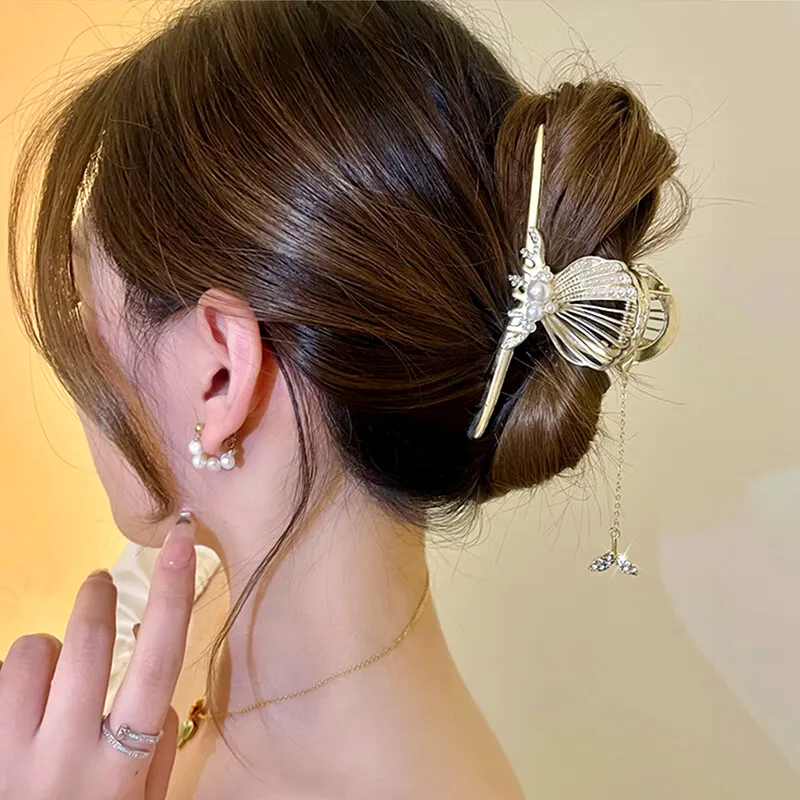 SENDME Hair Clips Women's Shell Fringe Hair Clip-2