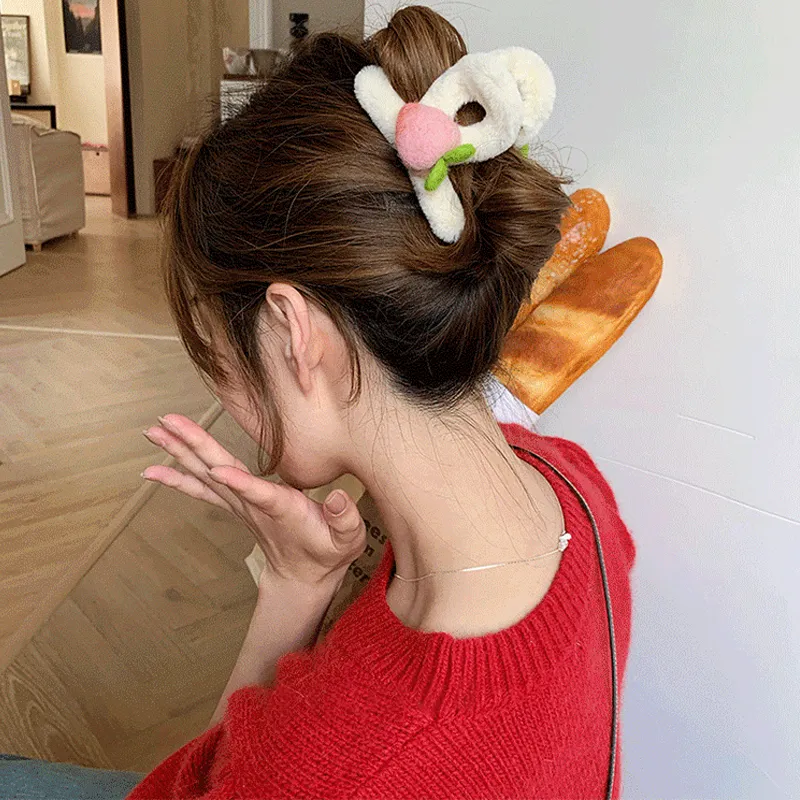 SENDME Plush Hair Clips Women's-3