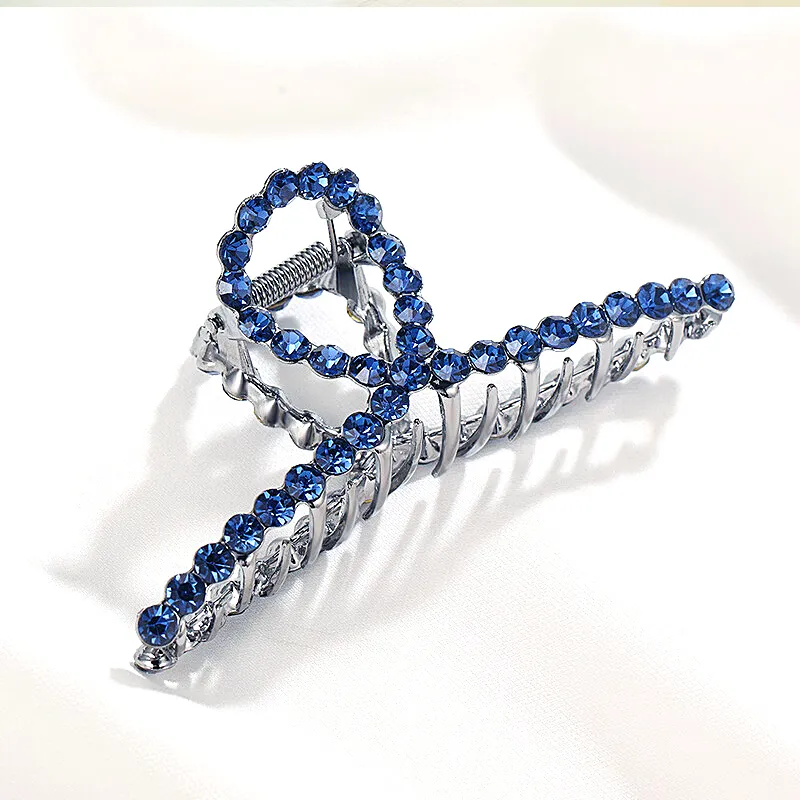 SENDME Hair Clips Women's Elegant Blue Diamond Hair Clip-1