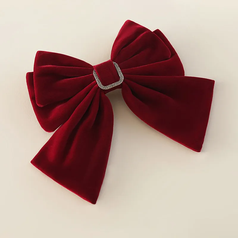 SENDME Velour Hair Clips Women's Red-3