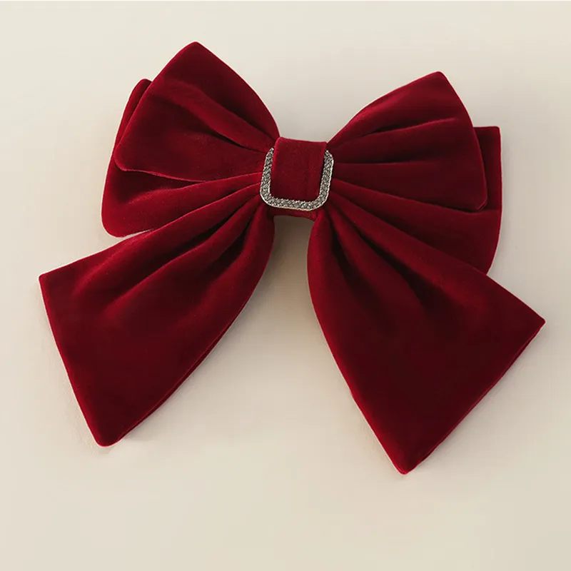SENDME Velour Hair Clips Women's Red-1