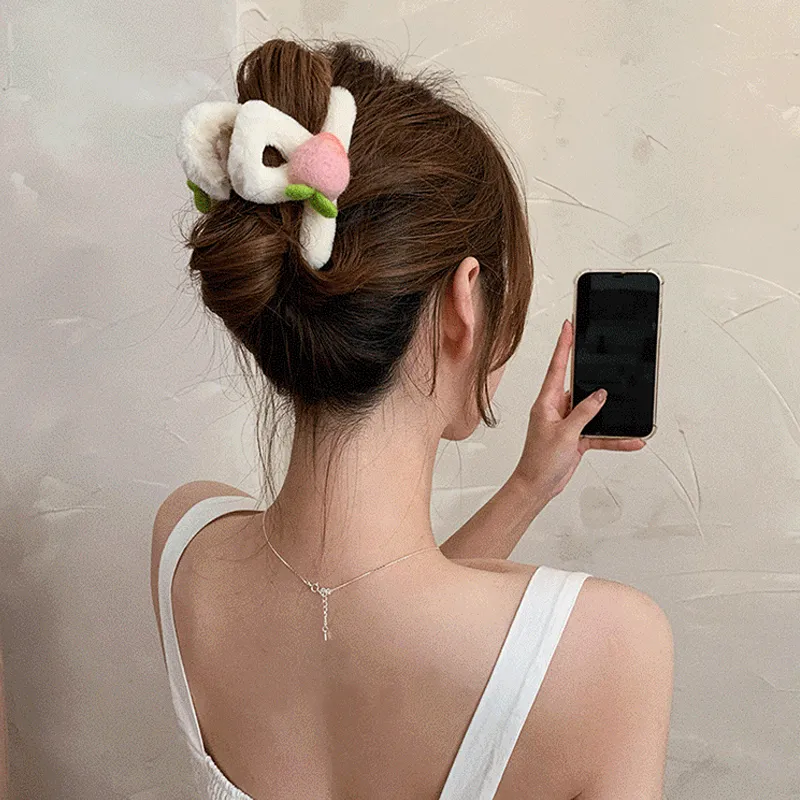 SENDME Plush Hair Clips Women's-4