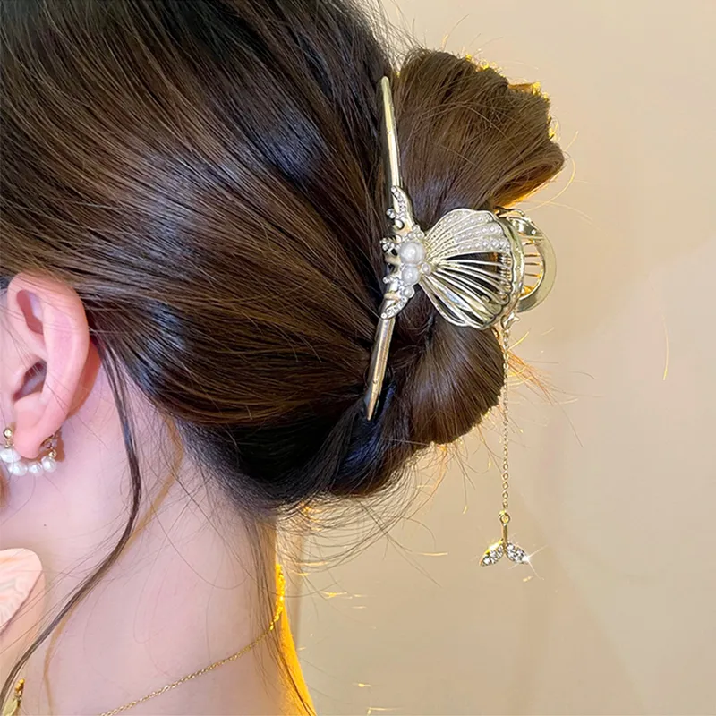 SENDME Hair Clips Women's Shell Fringe Hair Clip-4