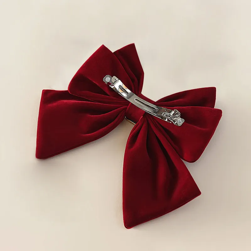 SENDME Velour Hair Clips Women's Red-4