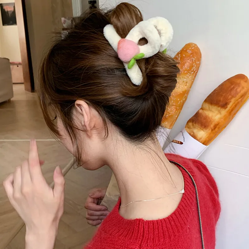 SENDME Plush Hair Clips Women's-2
