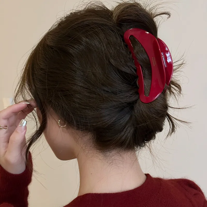 SENDME Acetate Hair Clips Women's Red-10