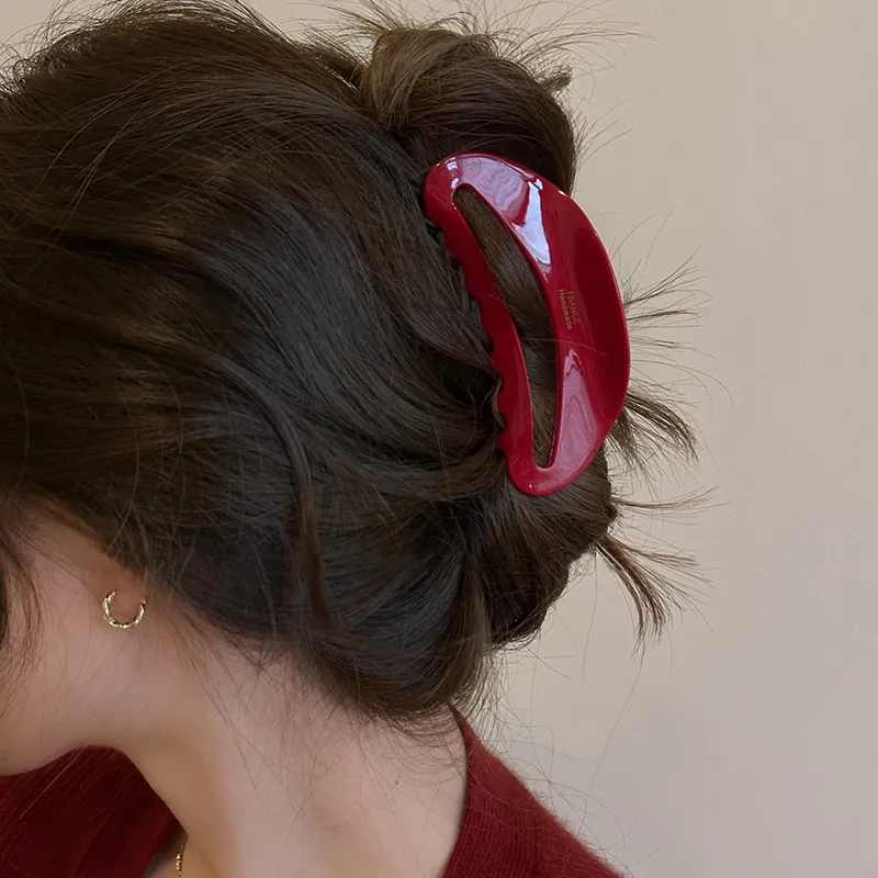 SENDME Acetate Hair Clips Women's Red-7