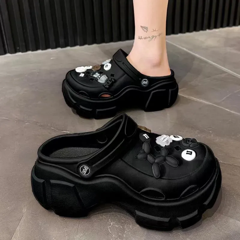MOREMERRY Platform Slippers Summer Height Increasing Clogs Squashy And Bouncy Feeling Slip Resistant Casual-9