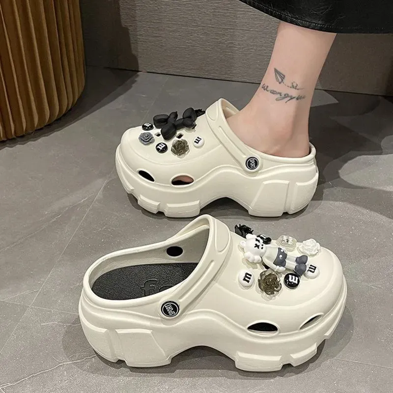 MOREMERRY Platform Slippers Summer Height Increasing Clogs Squashy And Bouncy Feeling Slip Resistant Casual-1