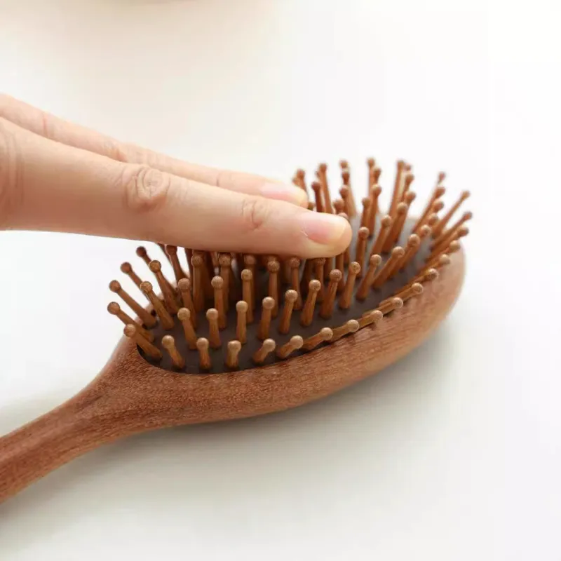 SHITIAN Head Therapy Comb Air Cushion Comb Natural Golden Sandalwood Massage Comb Head Meridian Massage-2