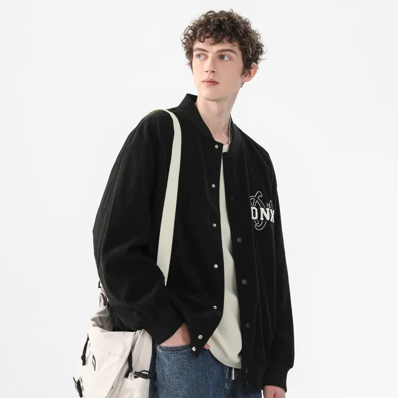 Dnnnn Baseball Jacket Coat Unisex Black-3