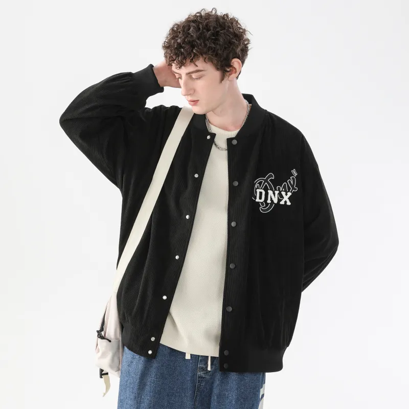 Dnnnn Baseball Jacket Coat Unisex Black-6