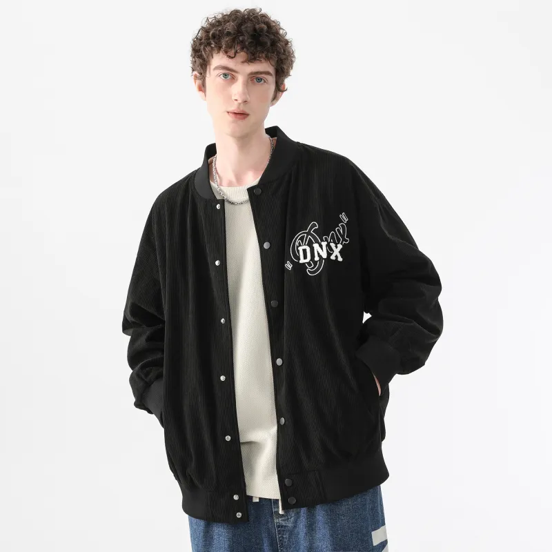 Dnnnn Baseball Jacket Coat Unisex Black-2