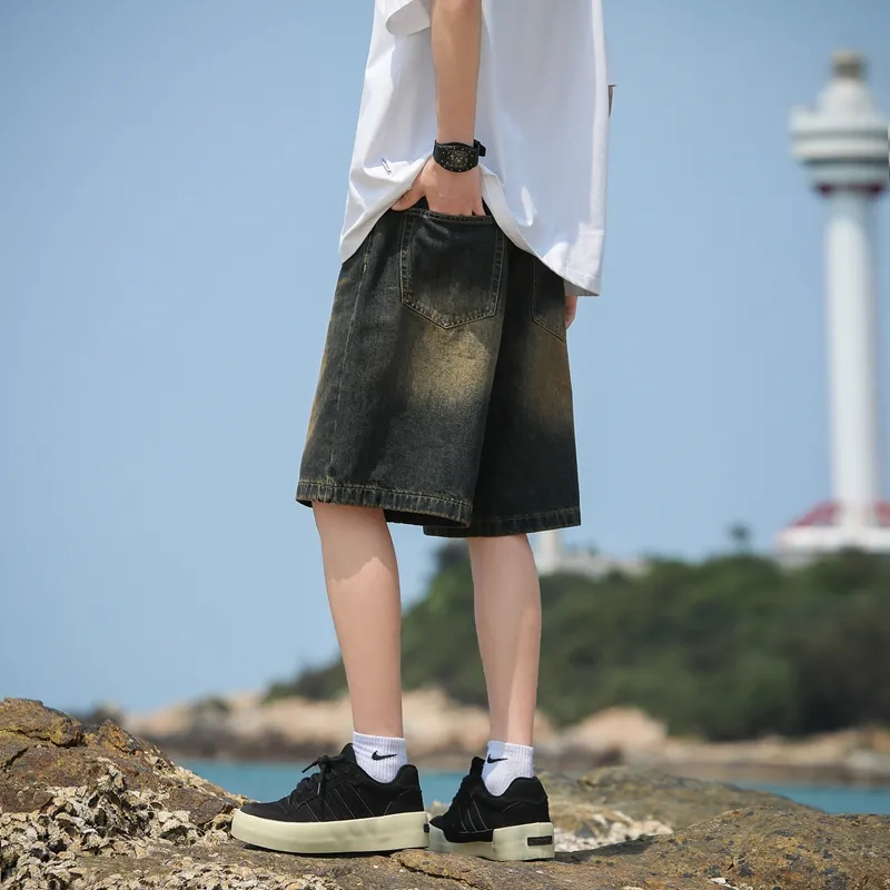 Dnnnn Denim Shorts Unisex Nostalgic Blue-1
