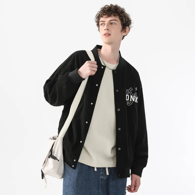 Dnnnn Baseball Jacket Coat Unisex Black-5