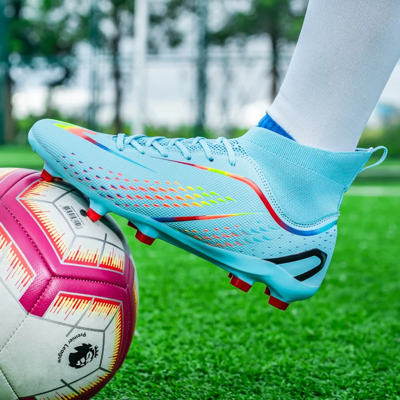 DOUBLE STAR 88 Abrasion Resistant Slip Resistant Cushioning Soccer Shoes Unisex Aqua-9