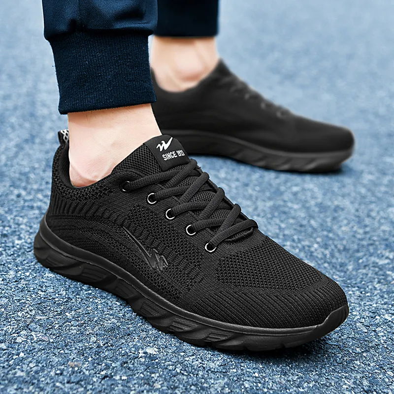 DOUBLE STAR 88 Slip Resistant Cushioning Low Top Running Shoes Men's Black-4