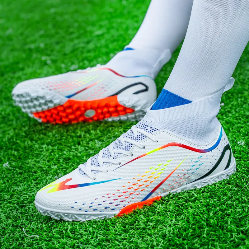 DOUBLE STAR 88 Abrasion Resistant Slip Resistant Soccer Shoes Unisex White Multicolor-3
