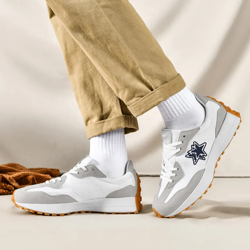 DOUBLE STAR 88 Breathable Running Shoes Men's White Gray Blue-1