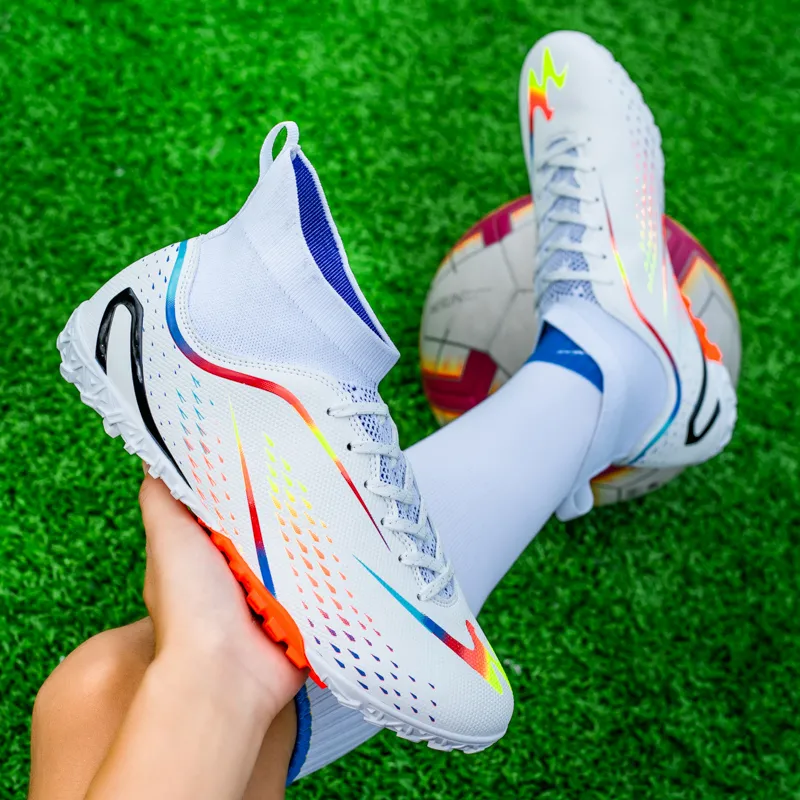 DOUBLE STAR 88 Abrasion Resistant Slip Resistant Soccer Shoes Unisex White Multicolor-2