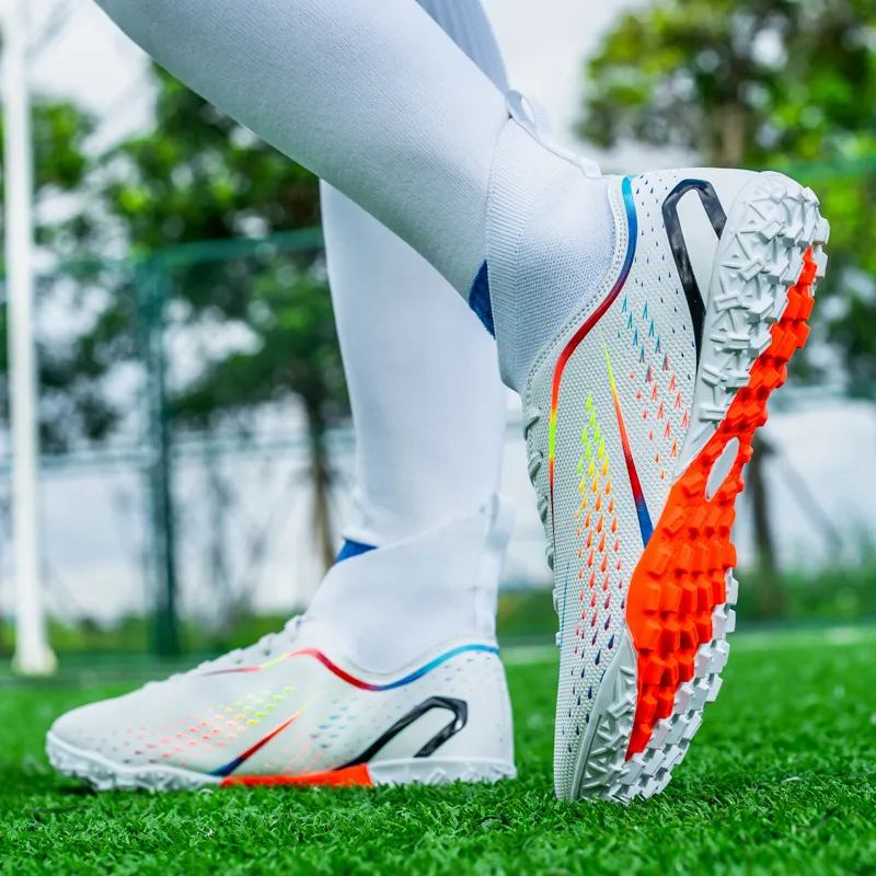 DOUBLE STAR 88 Abrasion Resistant Slip Resistant Soccer Shoes Unisex White Multicolor-7
