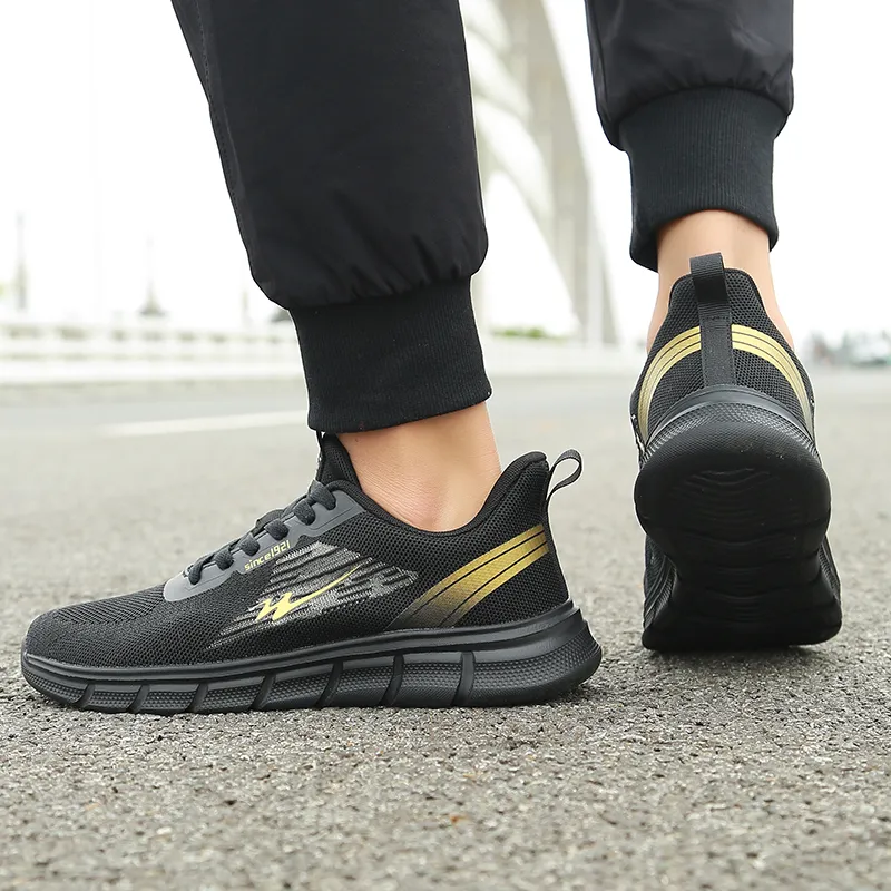 DOUBLE STAR 88 Breathable Lightweight Running Shoes Men's Black Gold-6
