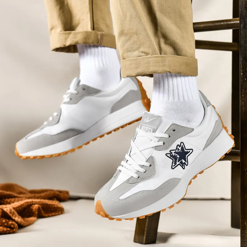 DOUBLE STAR 88 Breathable Running Shoes Men's White Gray Blue-4
