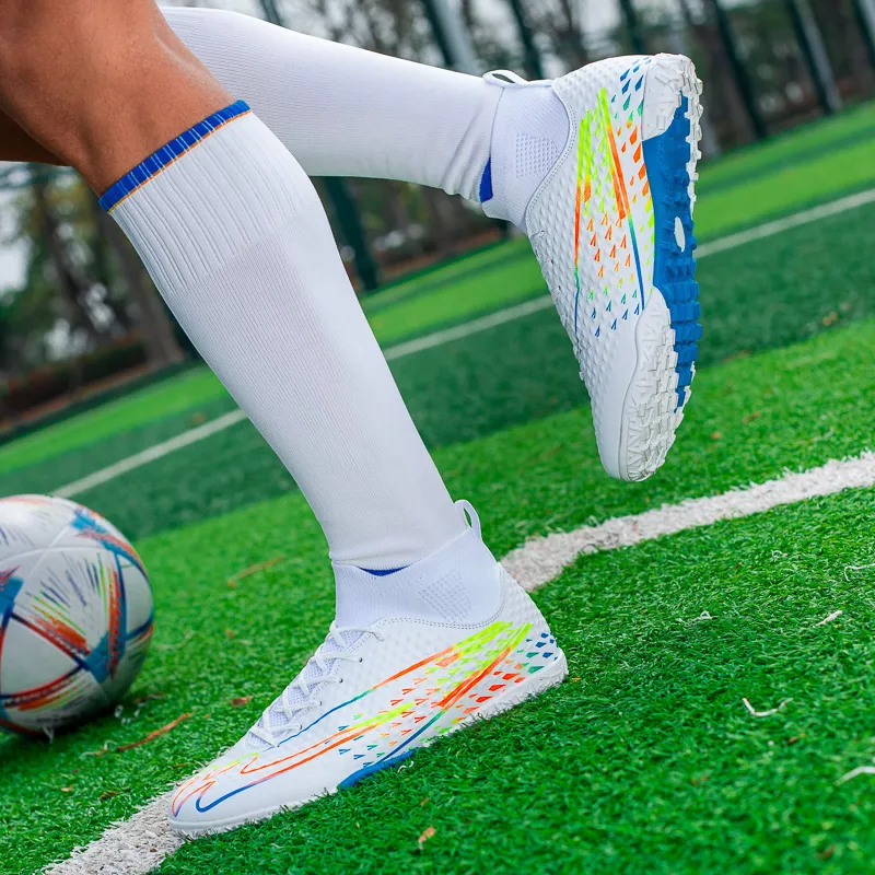 DOUBLE STAR 88 Cushioning Slip Resistant Soccer Shoes Unisex White-4