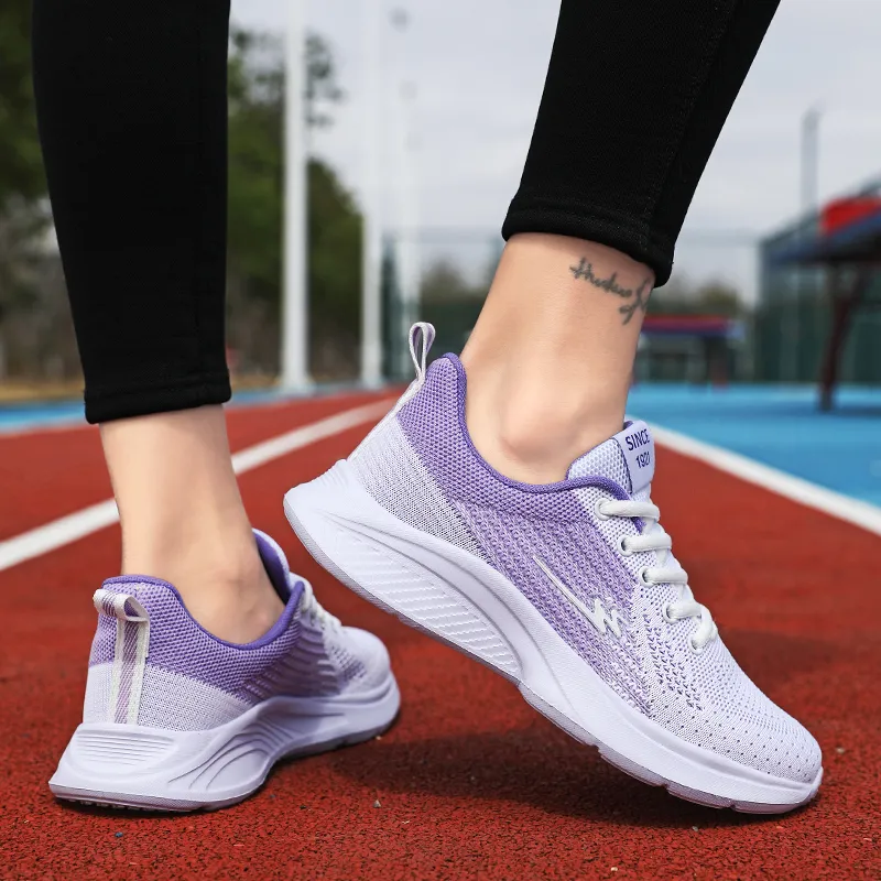 DOUBLE STAR 88 Breathable And Lightweight Low Top Running Shoes Women's White Purple-4