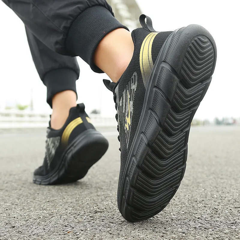 DOUBLE STAR 88 Breathable Lightweight Running Shoes Men's Black Gold-5