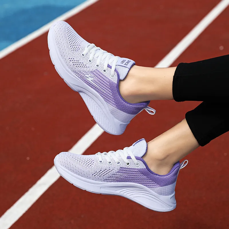 DOUBLE STAR 88 Breathable And Lightweight Low Top Running Shoes Women's White Purple-1