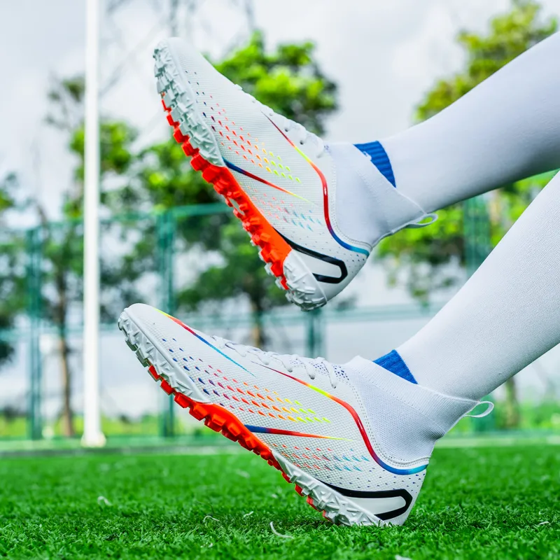 DOUBLE STAR 88 Abrasion Resistant Slip Resistant Soccer Shoes Unisex White Multicolor-4