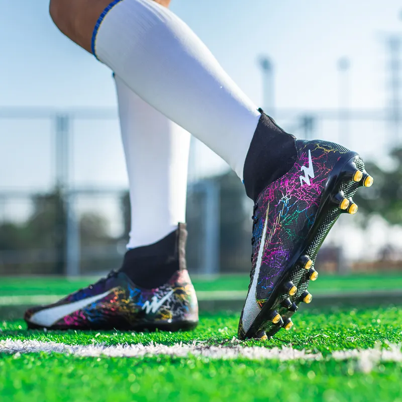 DOUBLE STAR 88 FG Rubber Long Studs Breathable And Lightweight Soccer Shoes Unisex Black-3