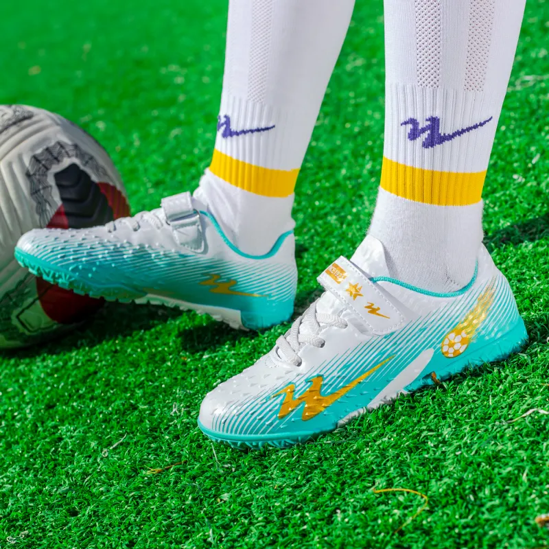 DOUBLE STAR 88 Abrasion Resistant Slip Resistant Cushioning Soccer Shoes Unisex White Moon Orange-2