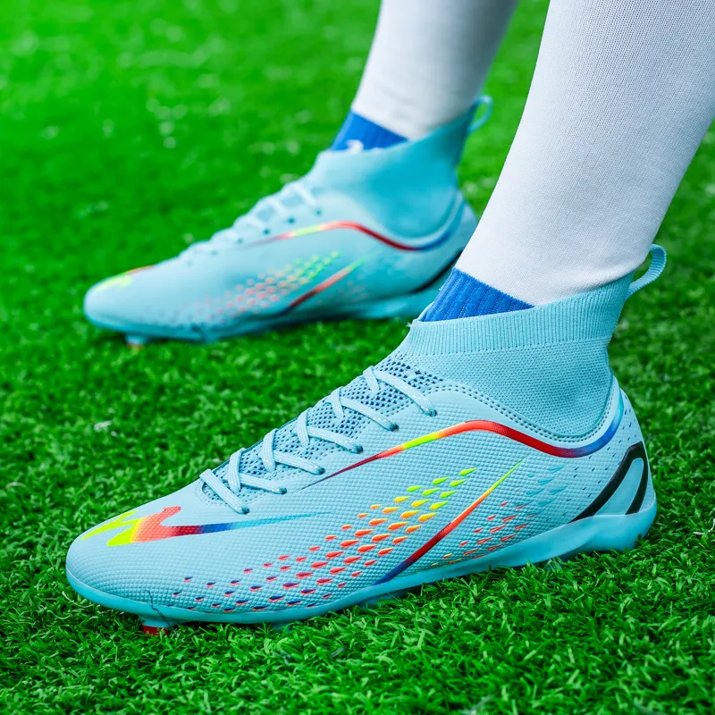 DOUBLE STAR 88 Abrasion Resistant Slip Resistant Cushioning Soccer Shoes Unisex Aqua-3