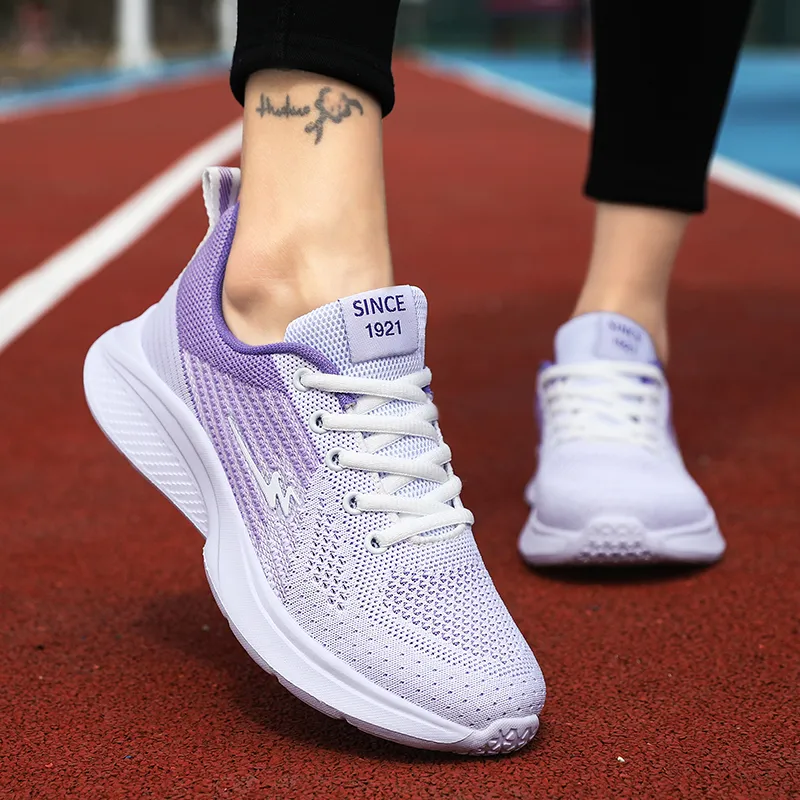DOUBLE STAR 88 Breathable And Lightweight Low Top Running Shoes Women's White Purple-2